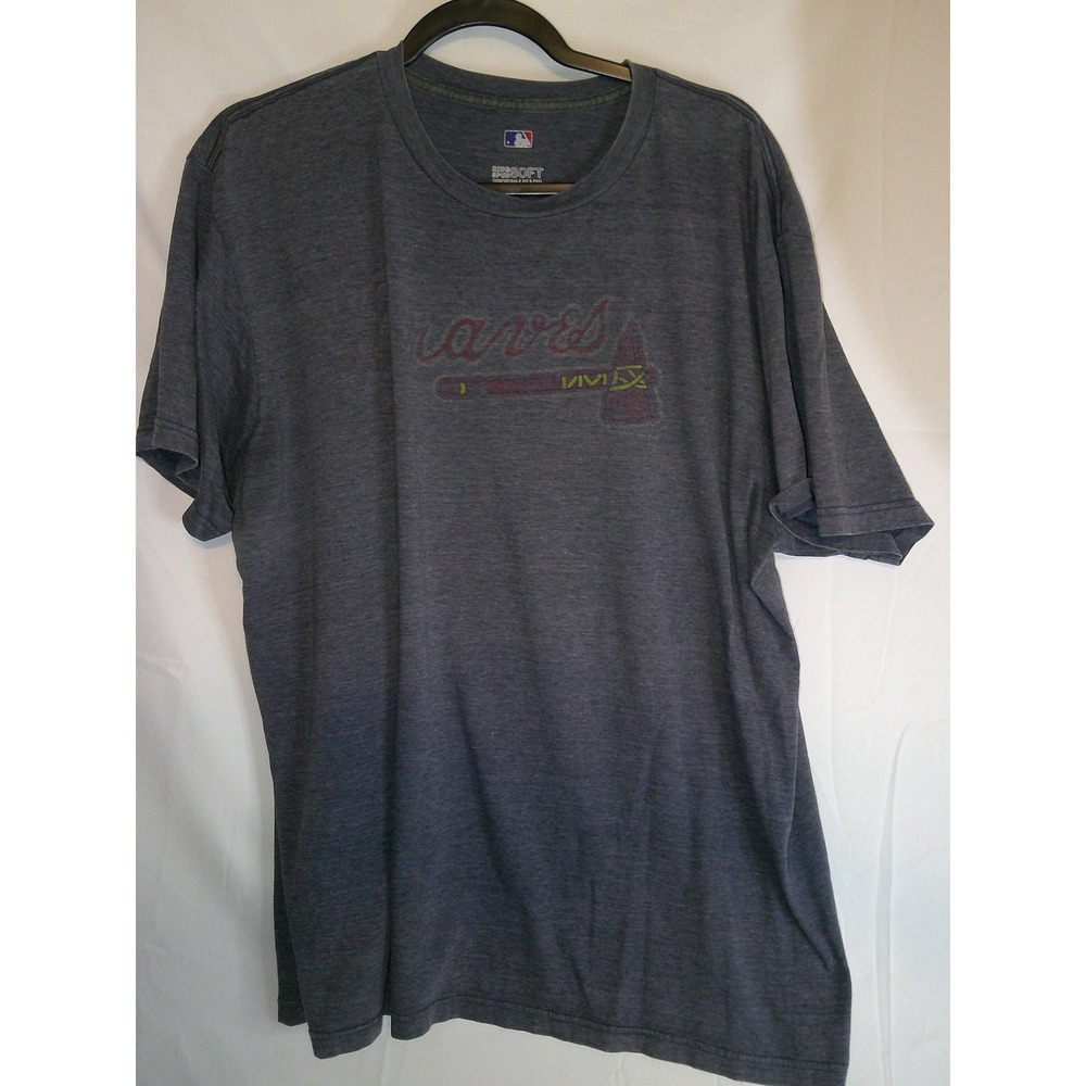 Vintage MLB Atlanta Braves Ring Spun Soft T‎ Shirt Mens XL Gray Baseball